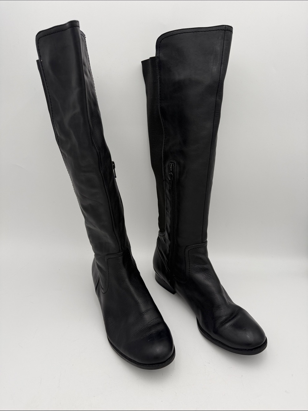 Alfani Black tall Riding Boots women 8M leather casual office fall winter Y2K